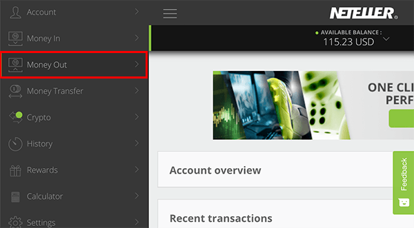 Vào Money Out trên Neteller để rút tiền