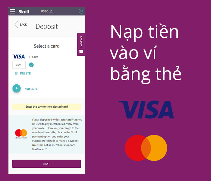 Ví điện tử Skrill giúp nạp, rút tiền cá cược online